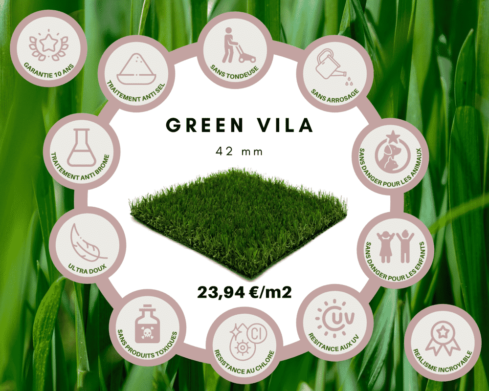 Gazon synthétique – GREEN VILA 42 mm