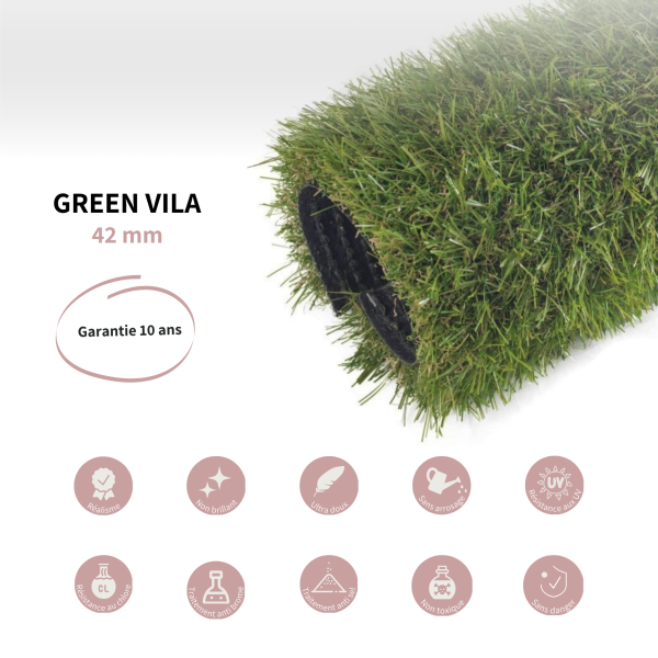 Gazon synthétique - GREEN VILA 42 mm